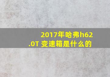 2017年哈弗h62.0T 变速箱是什么的